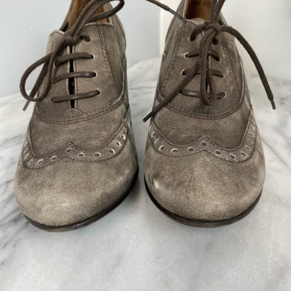 Paul Green Kelsey Lace Up Brougue Oxford Gray Nubuck Leather 6.5 Steampunk - Picture 5 of 9